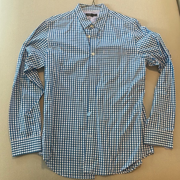 Banana Republic Blue Check Pattern Dress Button-Down - Picture 1 of 4